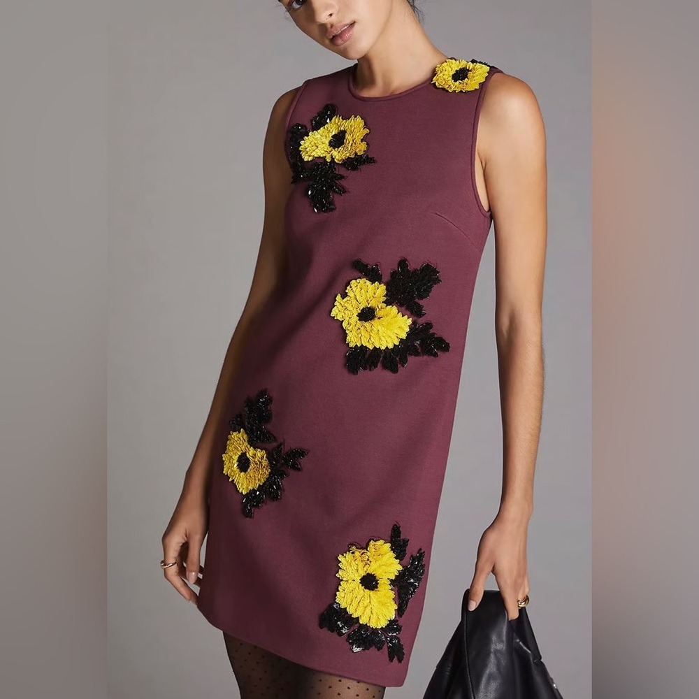 NWOT Anthropologie Sequin Shift Mini Dress Dhruv Kapoor Sunflower Dress🌻